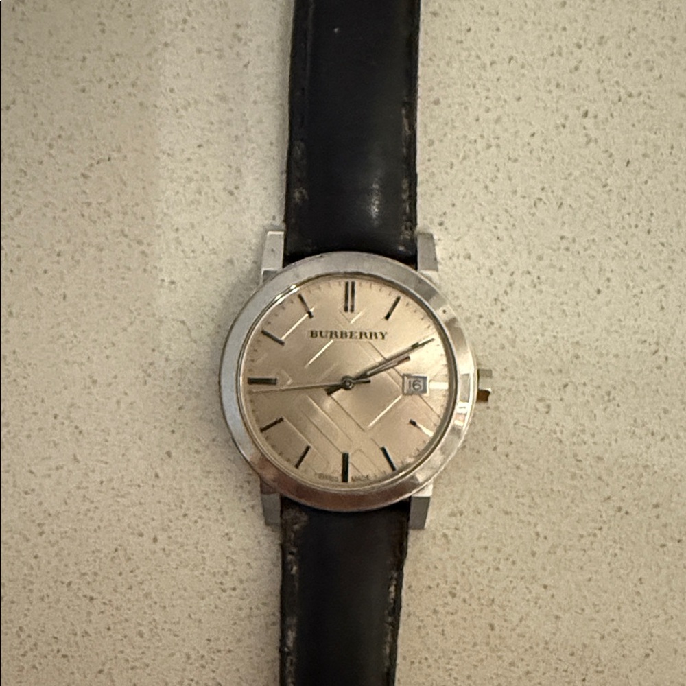 Burberry Classic Silver Dial Watch with Brown Strap
